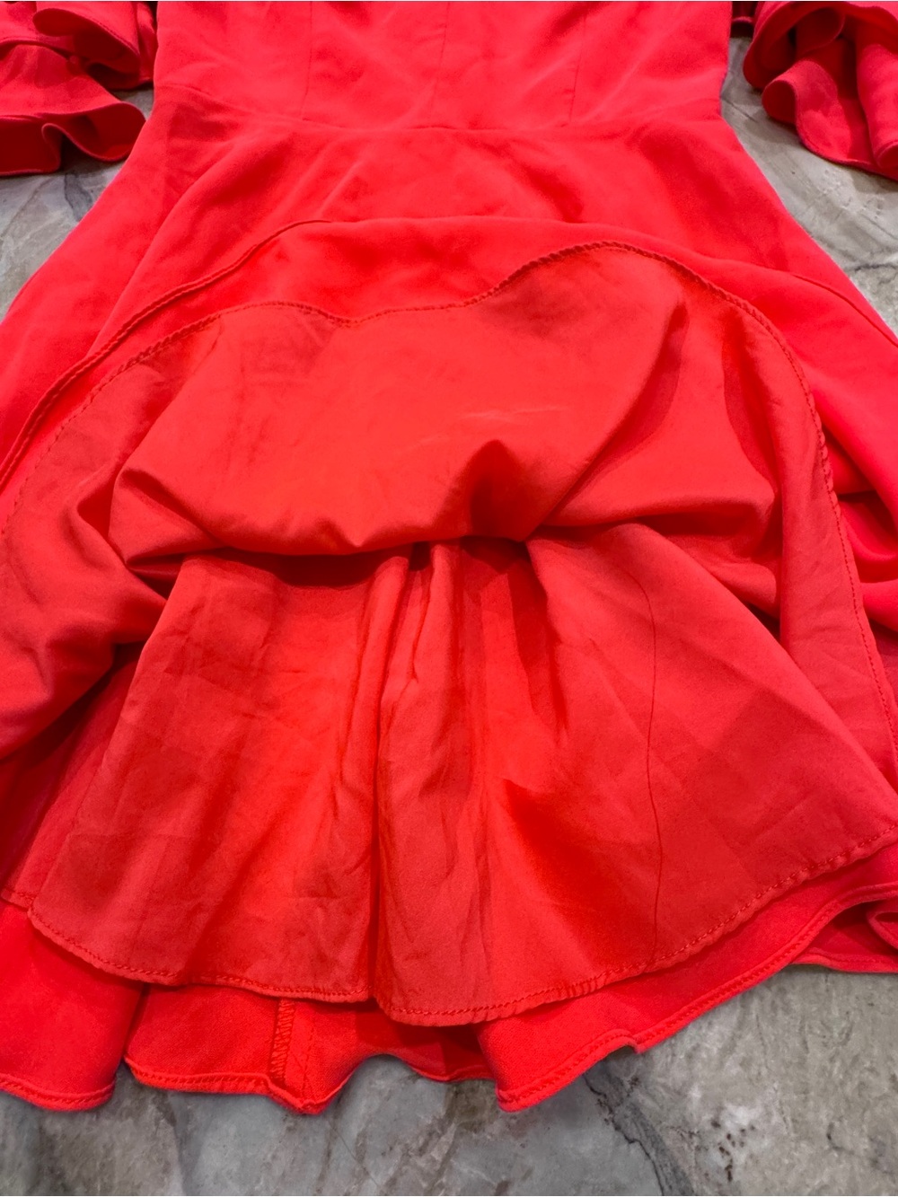 Amanda Uprichard New York Off-the-Shoulder Ruffle Dress - Crimson Red - Small - Picture 7 of 9